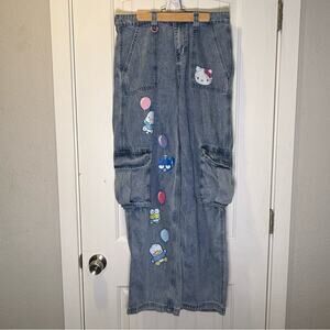 Hello Kitty And Friends Balloon Denim Cargo Jeans Size 9